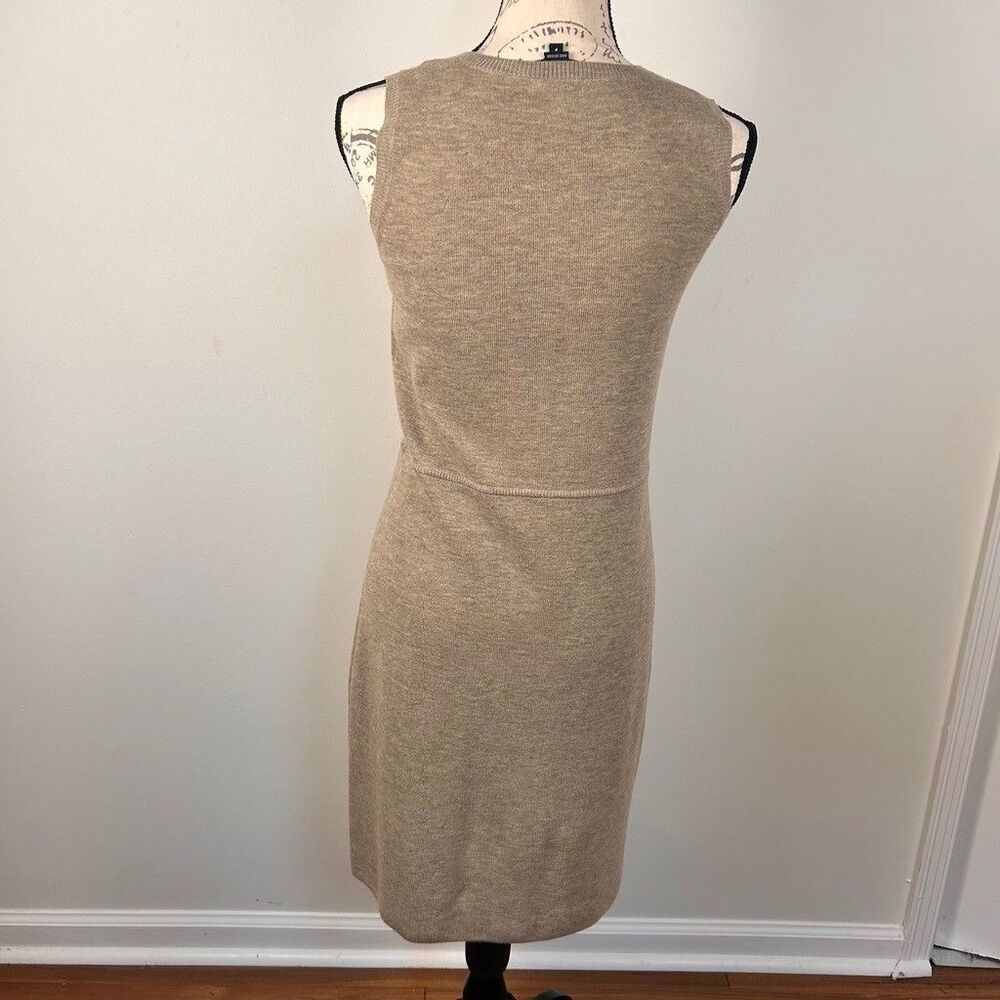 Worth New York Knit Dress Womens Petite P Beige 100% Wool Sleeveless Midi - Picture 6 of 10